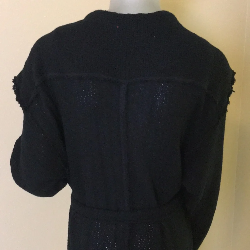 FREE PEOPLE BEACH | Black Cotton Belted Duster Cardigan Sweater
